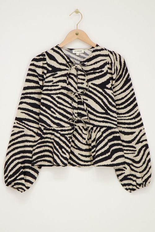 Black-beige zebra top with bows
