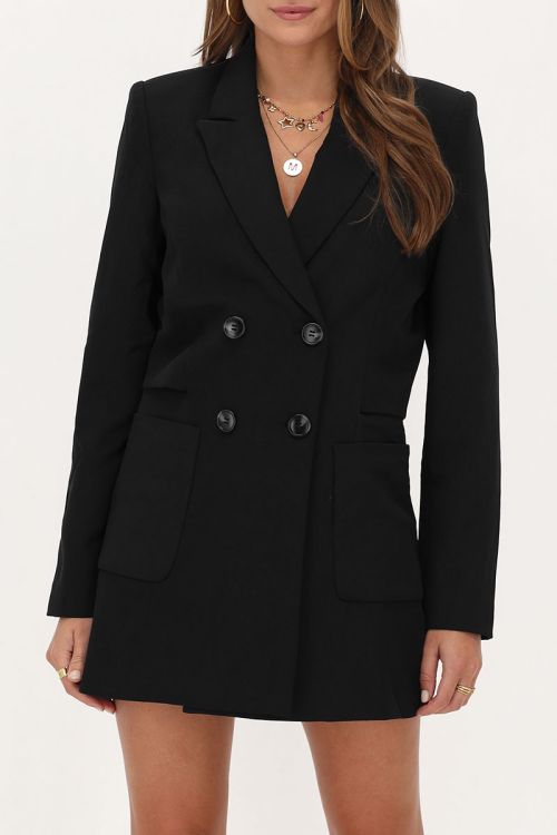 Black blazer playsuit with pockets & cut-out | My Jewellery