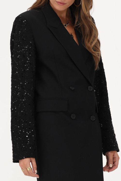 Black blazer dress with sequin sleeves | My Jewellery