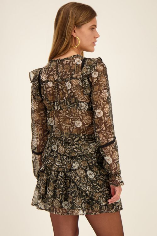 Black blouse with floral print and chiffon lurex | My Jewellery