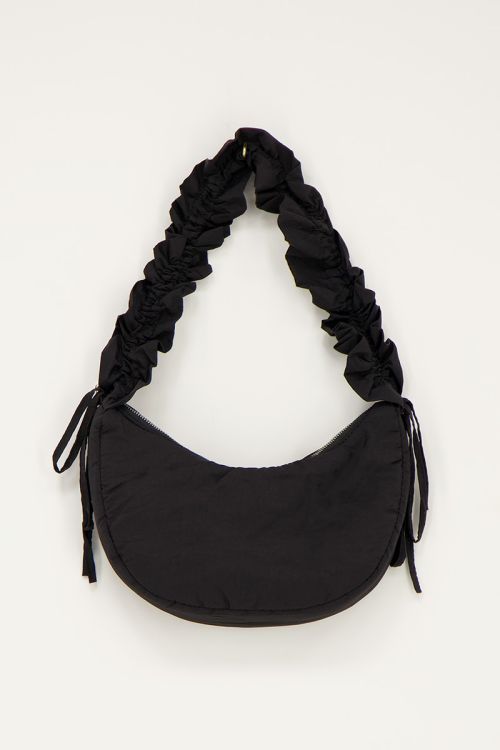 Black crossbody bag with ruffles | My Jewellery