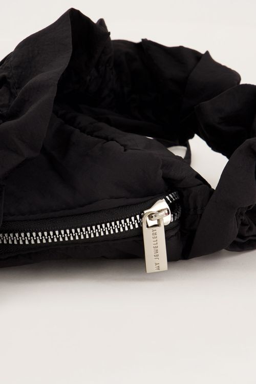 Black crossbody bag with ruffles | My Jewellery