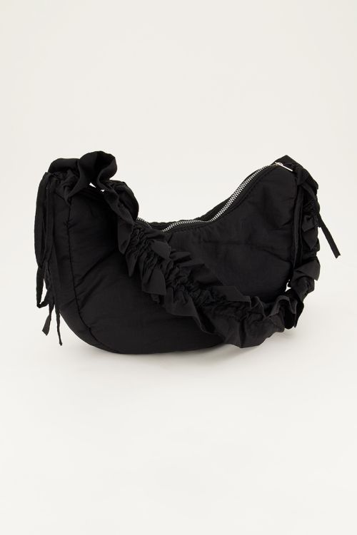 Black crossbody bag with ruffles | My Jewellery