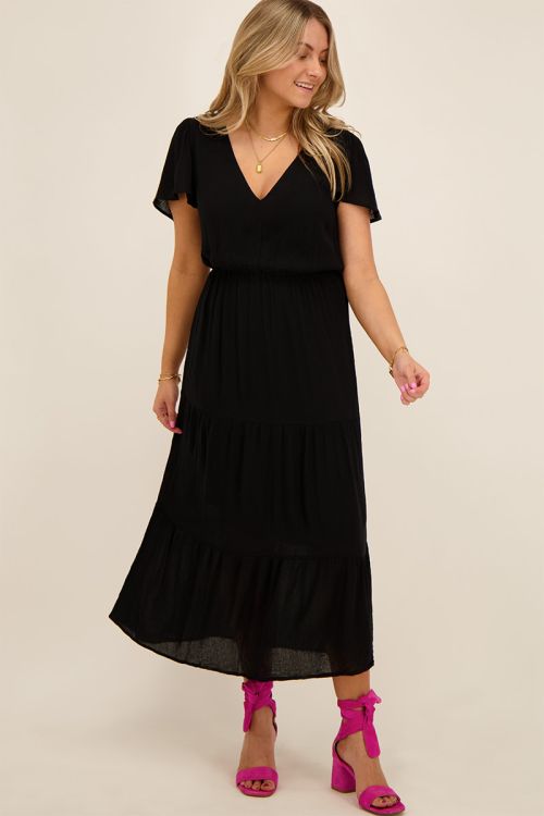 Black deep V-neck maxi dress | My Jewellery