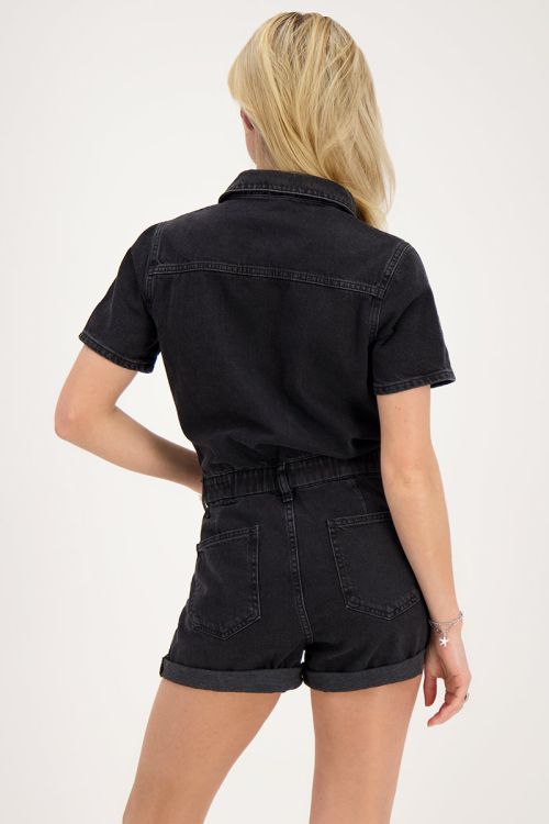 black denim playsuit with breast pocket | My Jewellery