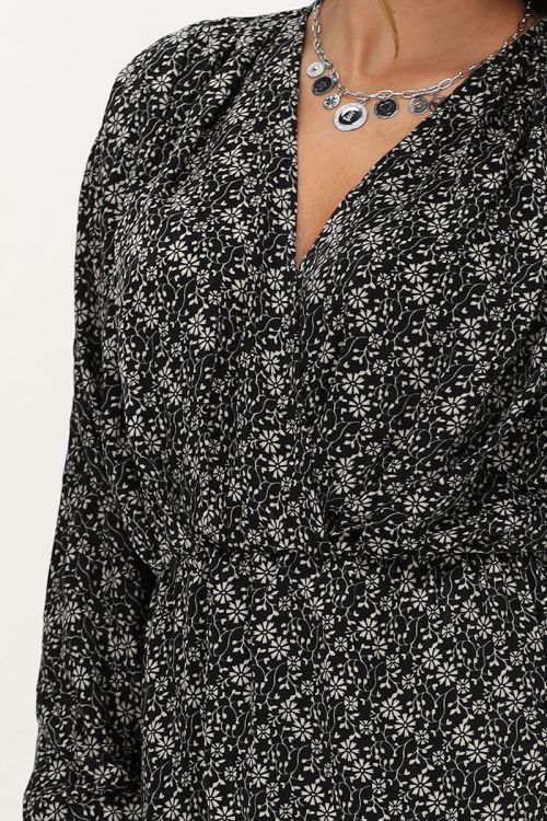 Black dress with beige flowers | My Jewellery