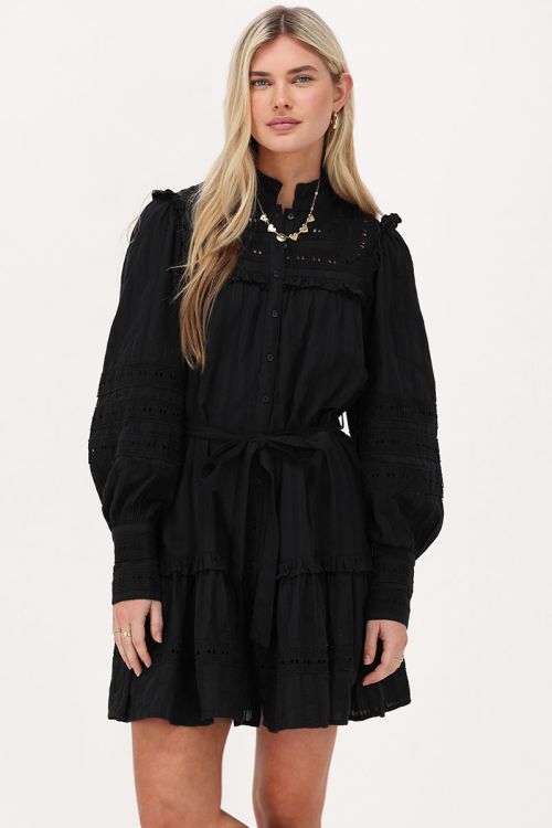 Black dress with tapes & ruffles | My Jewellery