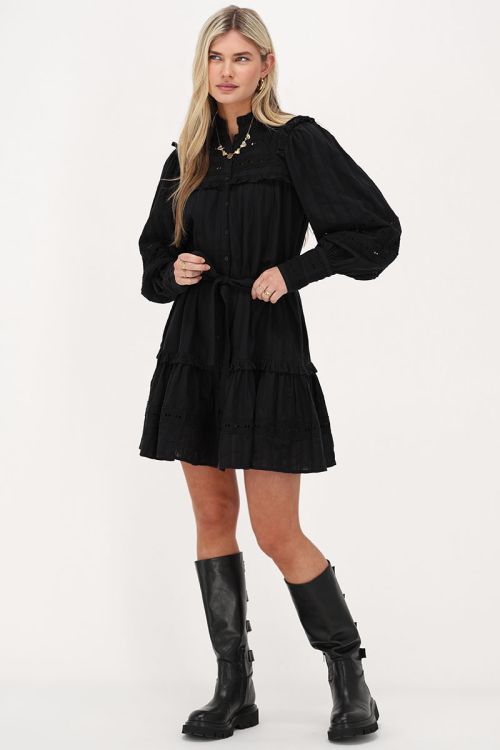 Black dress with tapes & ruffles | My Jewellery