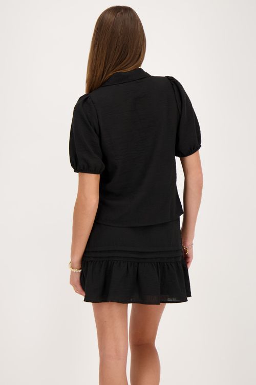 black linen look top with bows