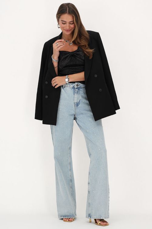 Black lurex bandeau top with bow | My Jewellery