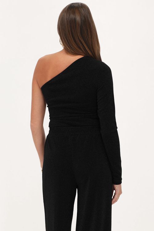 Black lurex one-shoulder top  | My Jewellery