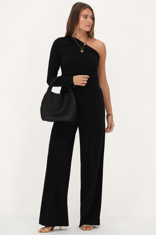 Black lurex one-shoulder top  | My Jewellery