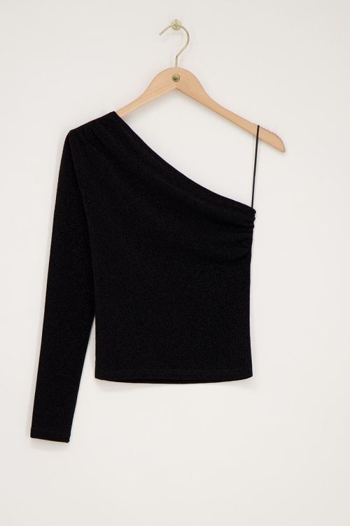 Black lurex one-shoulder top  | My Jewellery