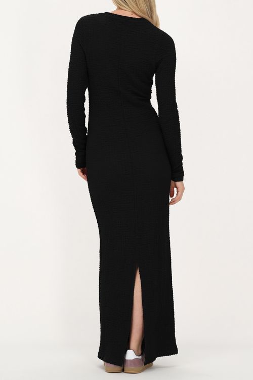 Black maxi dress with structure & slit | My Jewellery