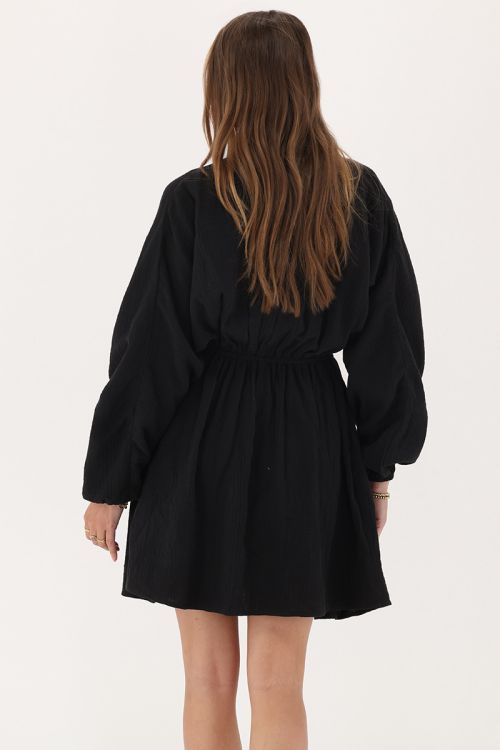 Black muslin dress with long sleeves | My Jewellery