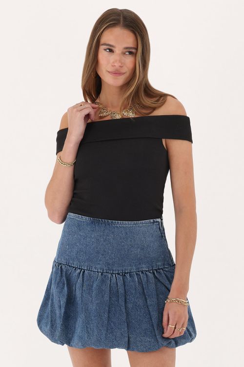 Black off-shoulder rib top | My Jewellery