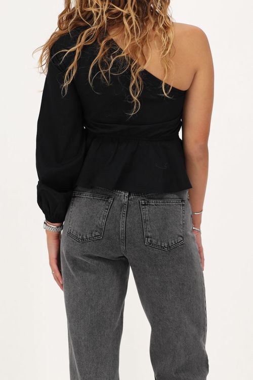 Black one-shoulder top with flower | My Jewellery