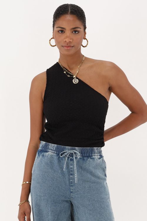 Black one-shoulder top with structure | My Jewellery