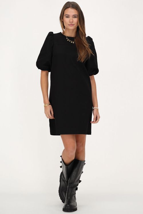 Black puff sleeve dress with bows  | My Jewellery