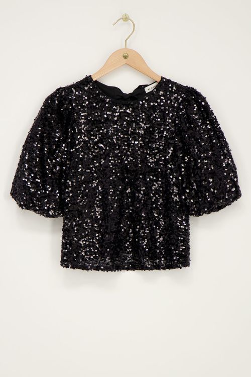 Black sequin top with bows | My Jewellery