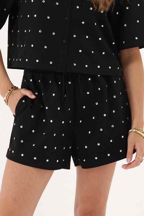 Black shorts with silver studs | My Jewellery