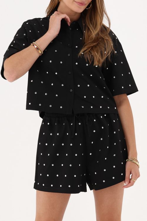 Black shorts with silver studs | My Jewellery