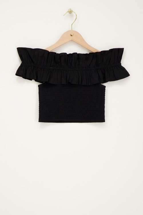 Black smocked top with ruffles | My Jewellery