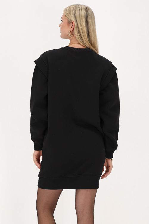 Black sweater dress with shoulder padding | My Jewellery