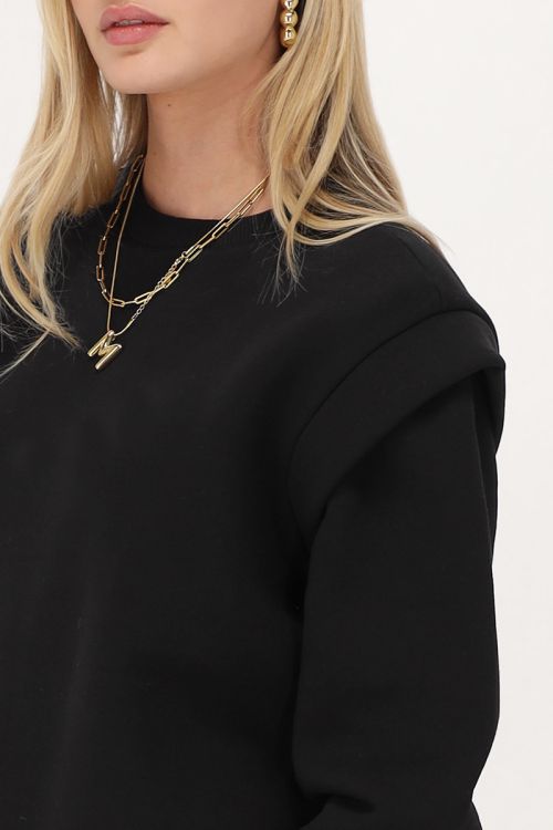 Black sweater dress with shoulder padding | My Jewellery