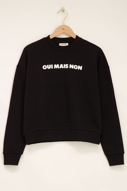 Schwarzer Pullover "ou mais non"