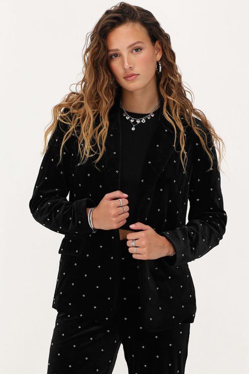 Black velvet blazer with beads | My Jewellery