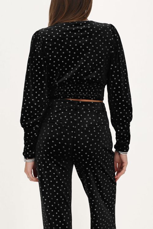 Black velvet top with silver flowers | My Jewellery