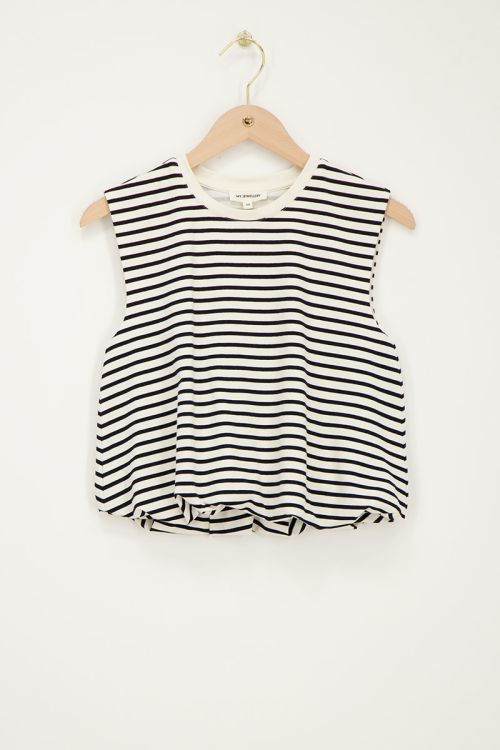Black and white striped top with balloon shape | My Jewellery