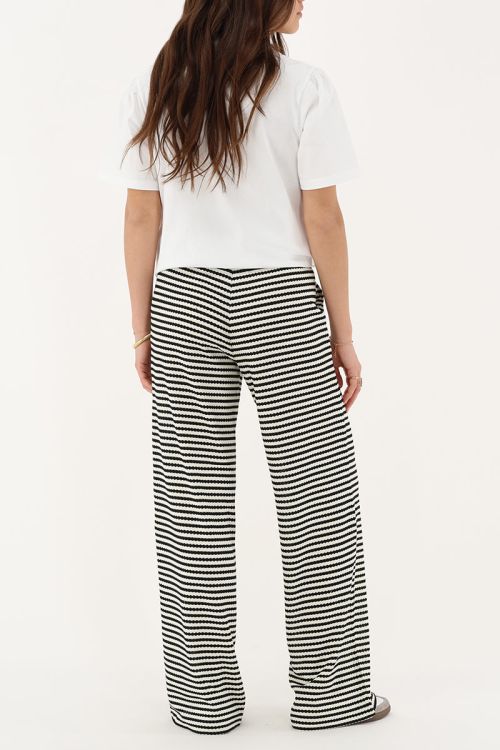 Black and white striped wide leg jersey trousers | My Jewellery