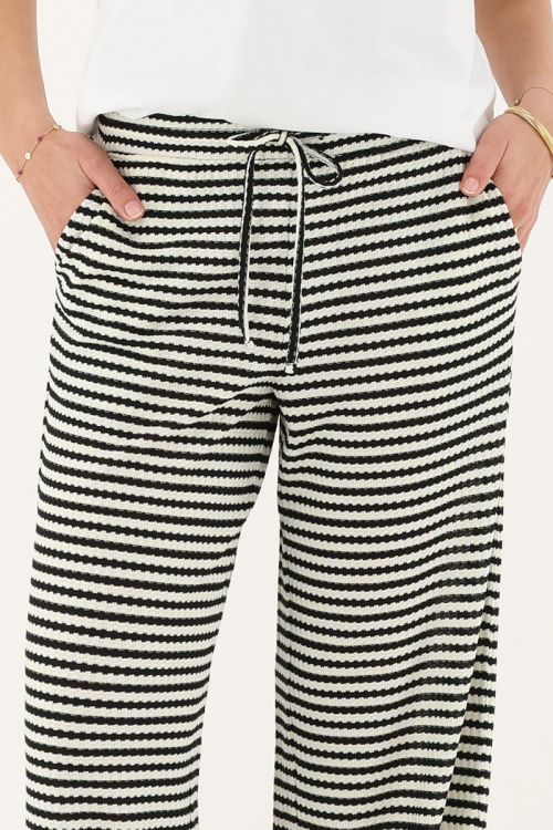 Black and white striped wide leg jersey trousers | My Jewellery