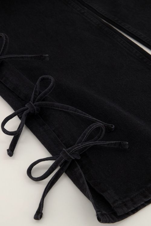 Black wide leg jeans with bows | My Jewellery
