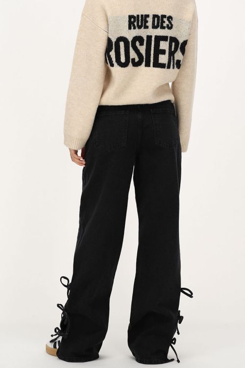 Black wide leg jeans with bows | My Jewellery