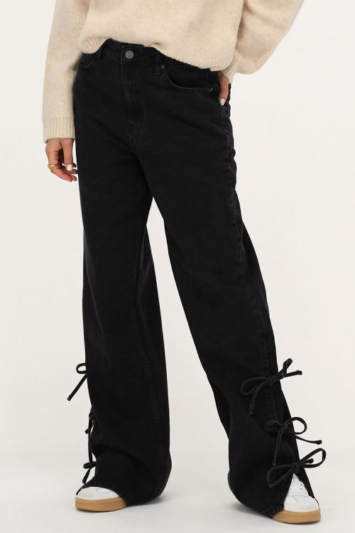 Black wide leg jeans with bows | My Jewellery