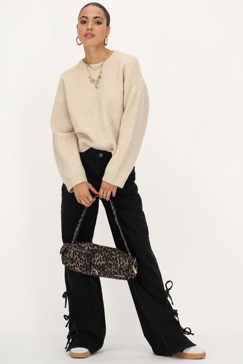 Black wide leg jeans with bows | My Jewellery