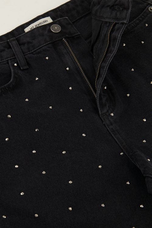 Black wide leg jeans with studs | My Jewellery
