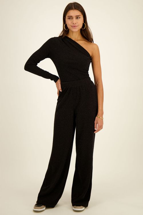 Black wide-leg pants with lurex | My Jewellery