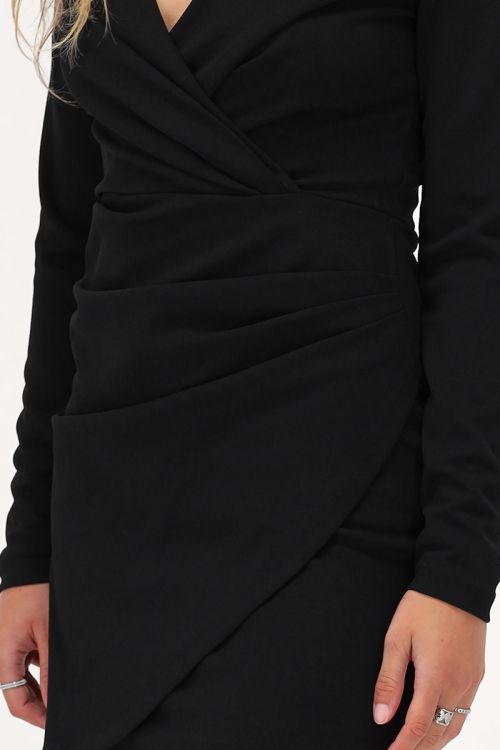 Black overlap draped dress  | My Jewellery