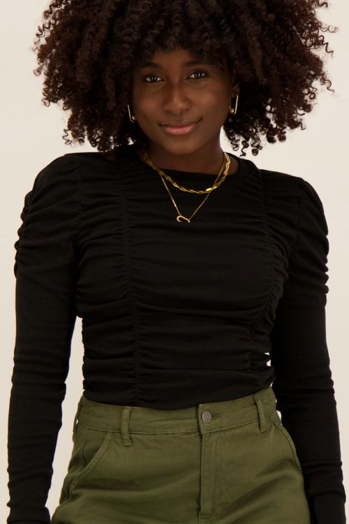 Zwarte gedrapeerde top | My Jewellery