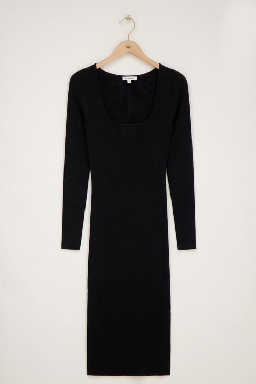 Black midi dress with square neckline | My Jewellery