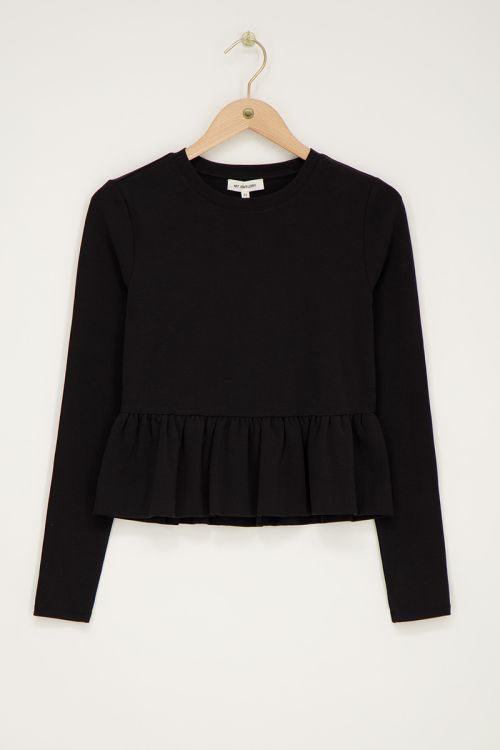 Black peplum top with long sleeves | My Jewellery
