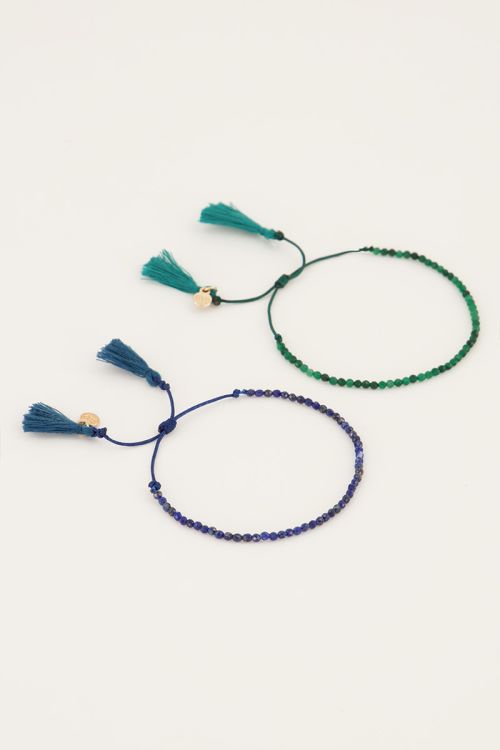 Blauw & groene armbanden set edelsteen