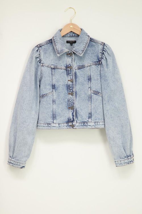 Blauw denim jacket met pofmouw