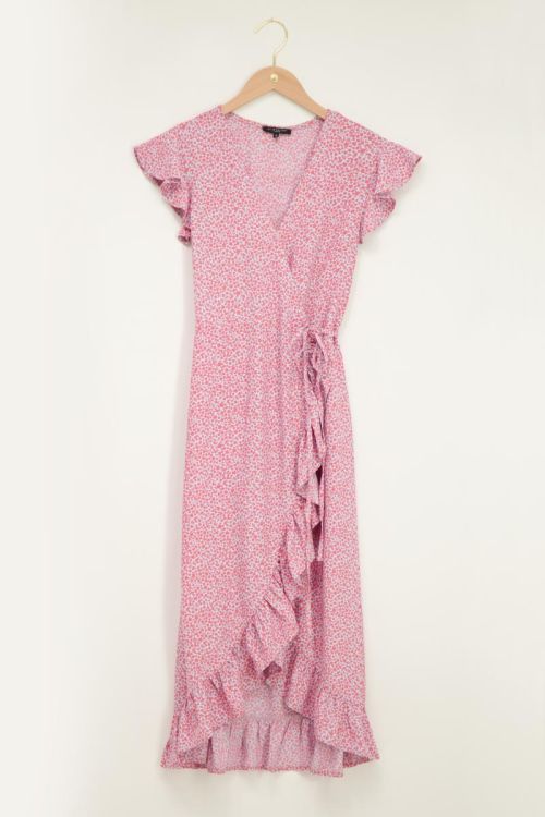 Blauwe midi jurk met bloemenprint