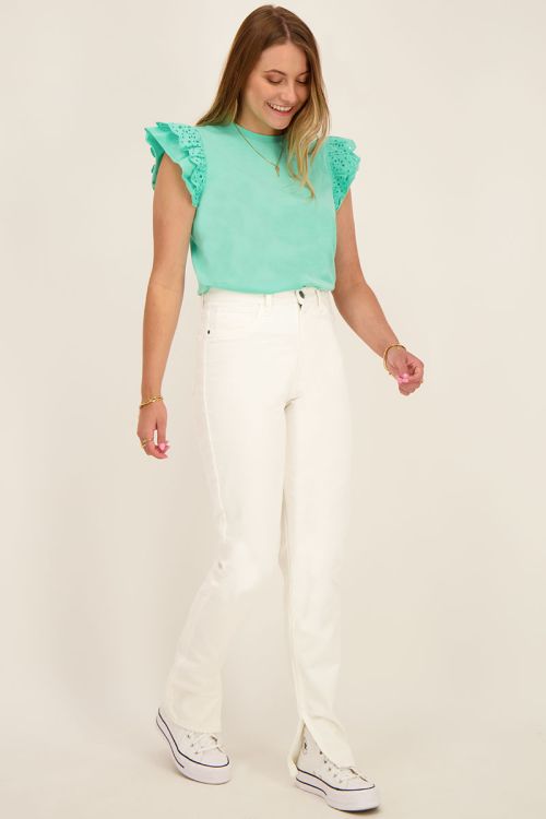 Turquoise top met volants | My Jewellery