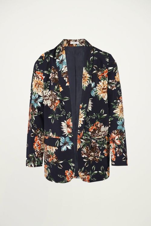 Blazer bloemenprint donkerblauw, Jasjes